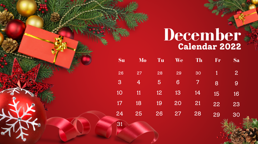 picture of December 2022 calendar