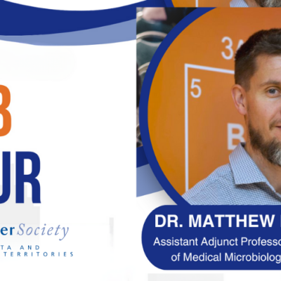 A lab tour banner with Dr. Matthew Macauley