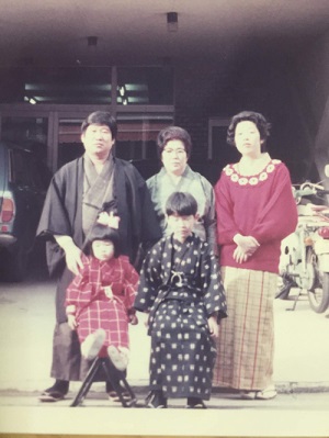 The family gathered for New Year's Day. Clockwise from top left: Masaki’s father Tadashi, her grandmother Kimie, Masako, her brother Masaki and Masami.