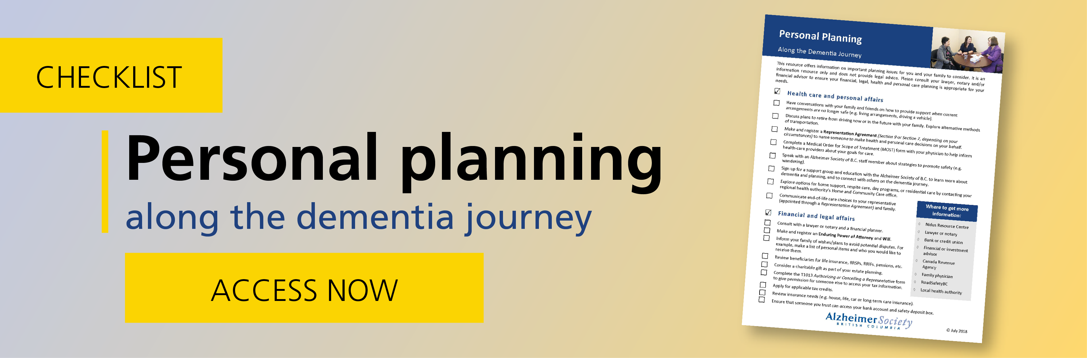 Personal planning checklist download
