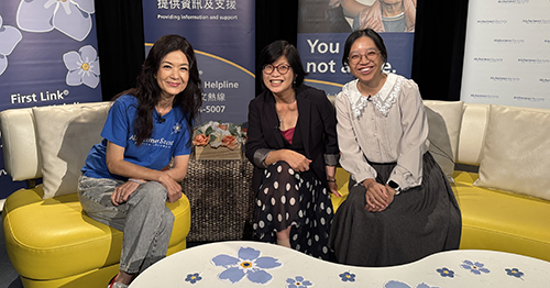 female host interviews two female researchers from UBC and posing for a photo for a telethon 