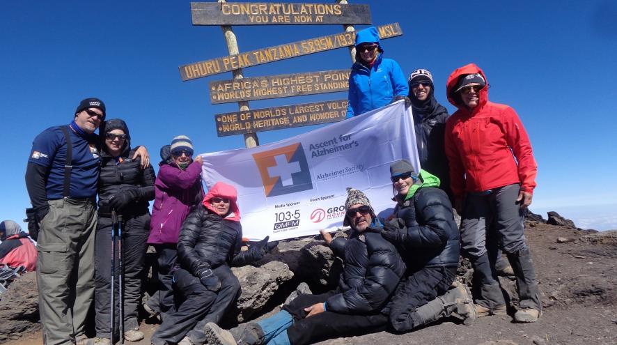 Erika Durlacher and the team of committed fundraisers on Mt. Kilimanjaro in 2015