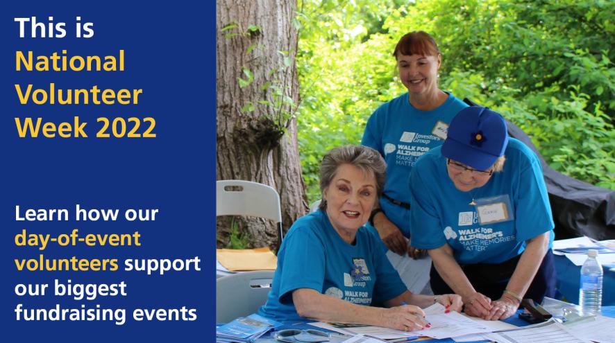 National Volunteer Week 2022 image of day-of-event volunteers for the IG Wealth Management Walk for Alzheimer's