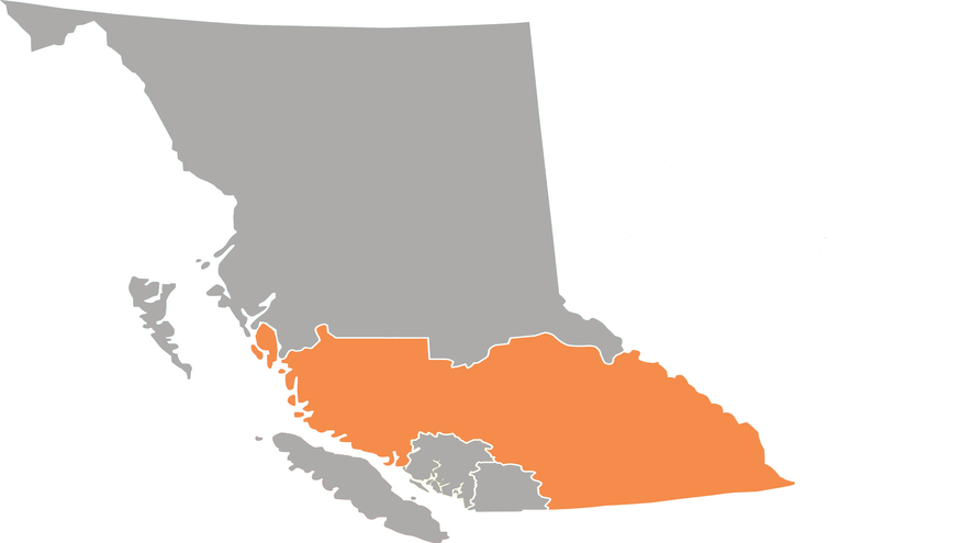 volunteer interior region map orange