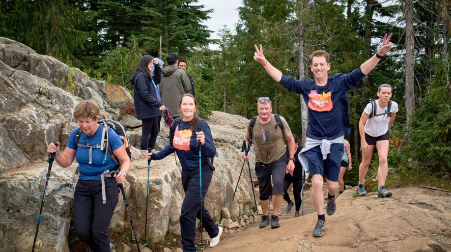 people climbing the grouse grind during the 2024 climb for alzheimer's