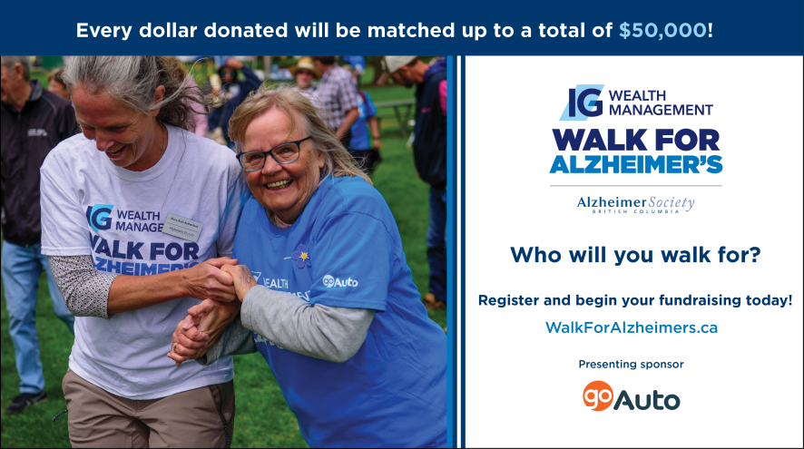 Every dollar donated for the Walk for Alzheimer's will be matched up to $50,000 
