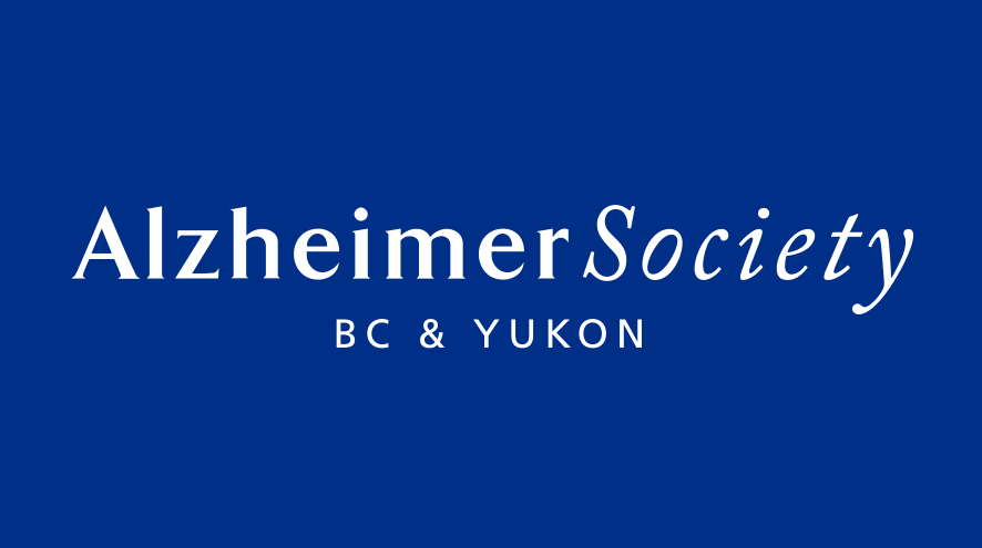 The Alzheimer Society of BC and Yukon wordmark against a dark blue background