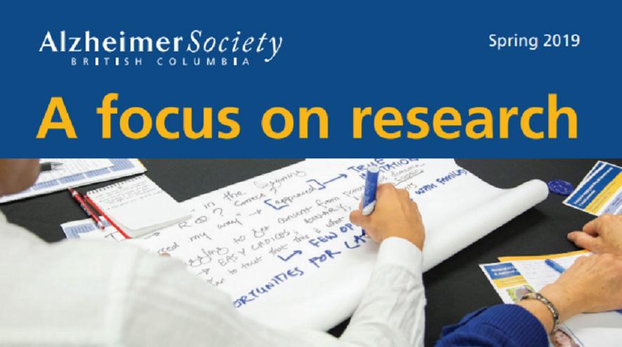 An image of hands taking notes on foolscap paper runs across a publication's cover, below the title: A focus on research.