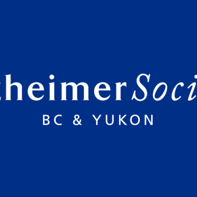 The Alzheimer Society of BC and Yukon wordmark against a dark blue background