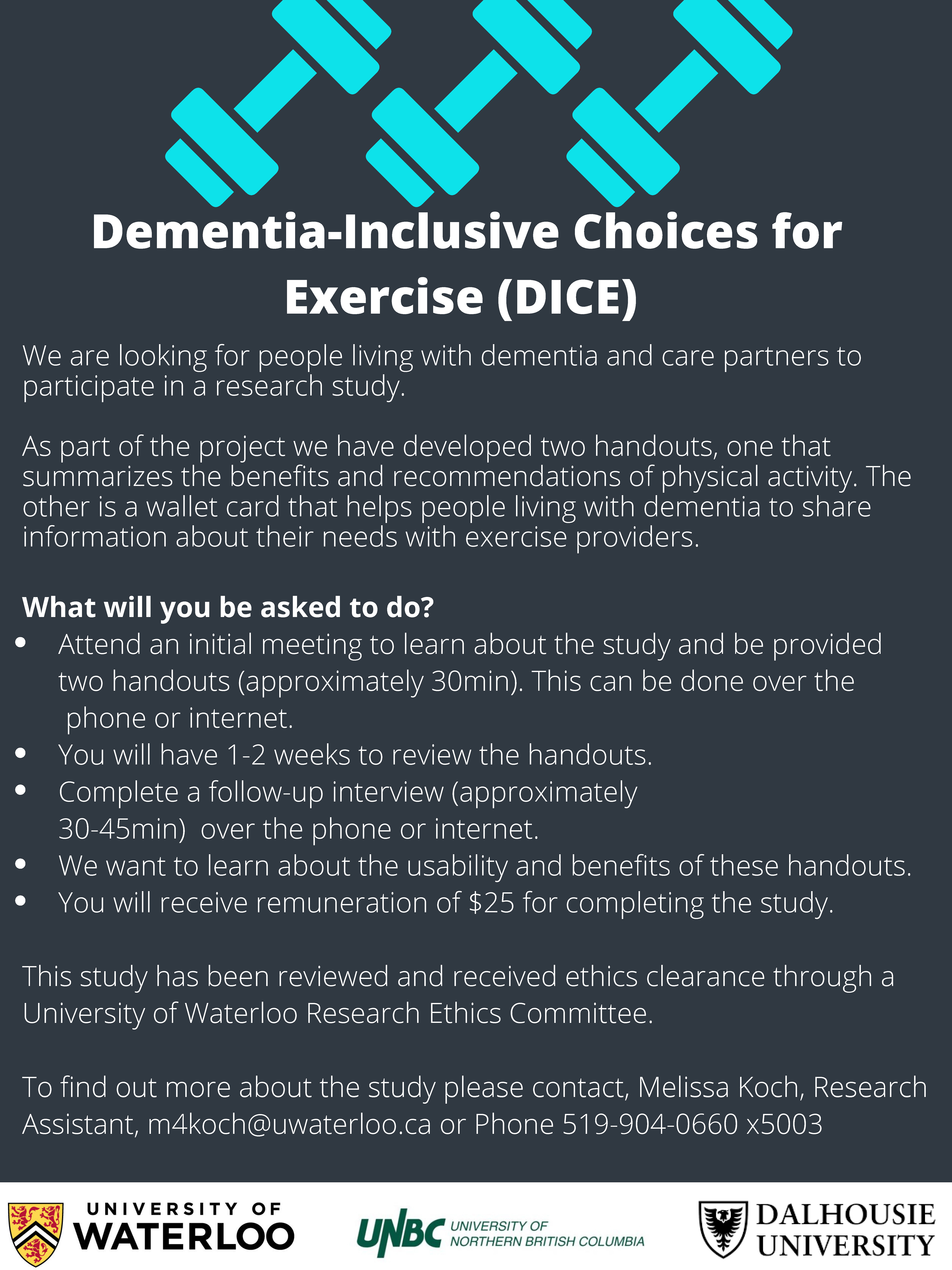 flyer for Dementia-Inclusive Choices for Exercise research study