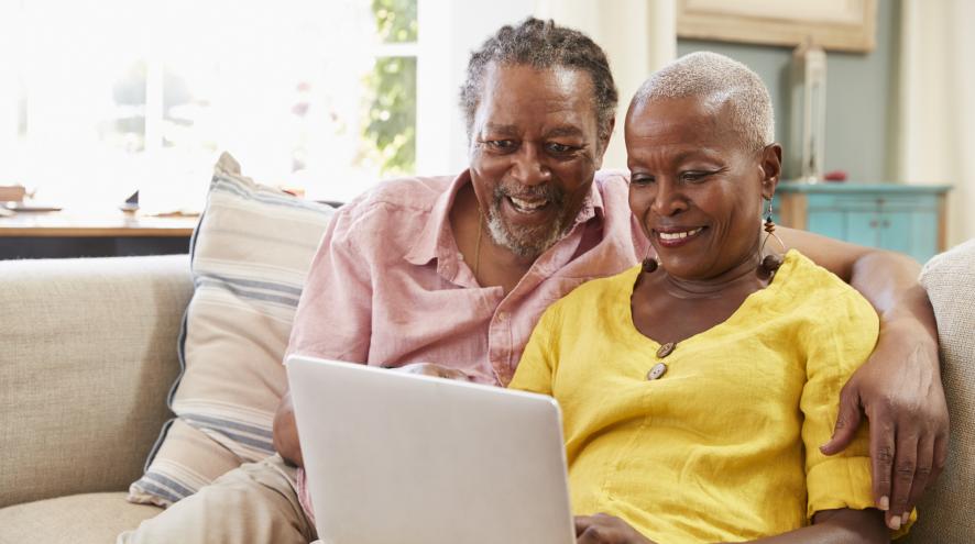 Black couple with computer