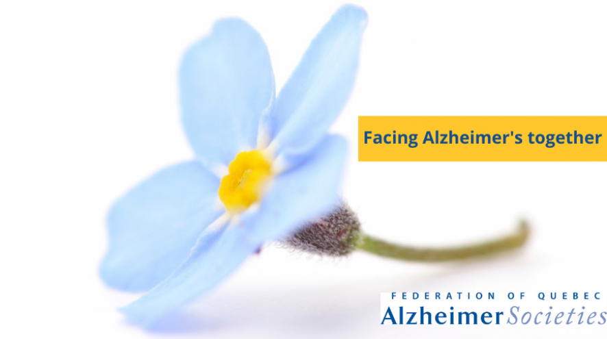 a forget me not and the motto facing alzheimer's together