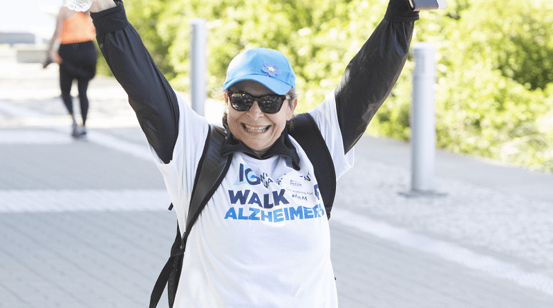 A person completing a walk-a-thon