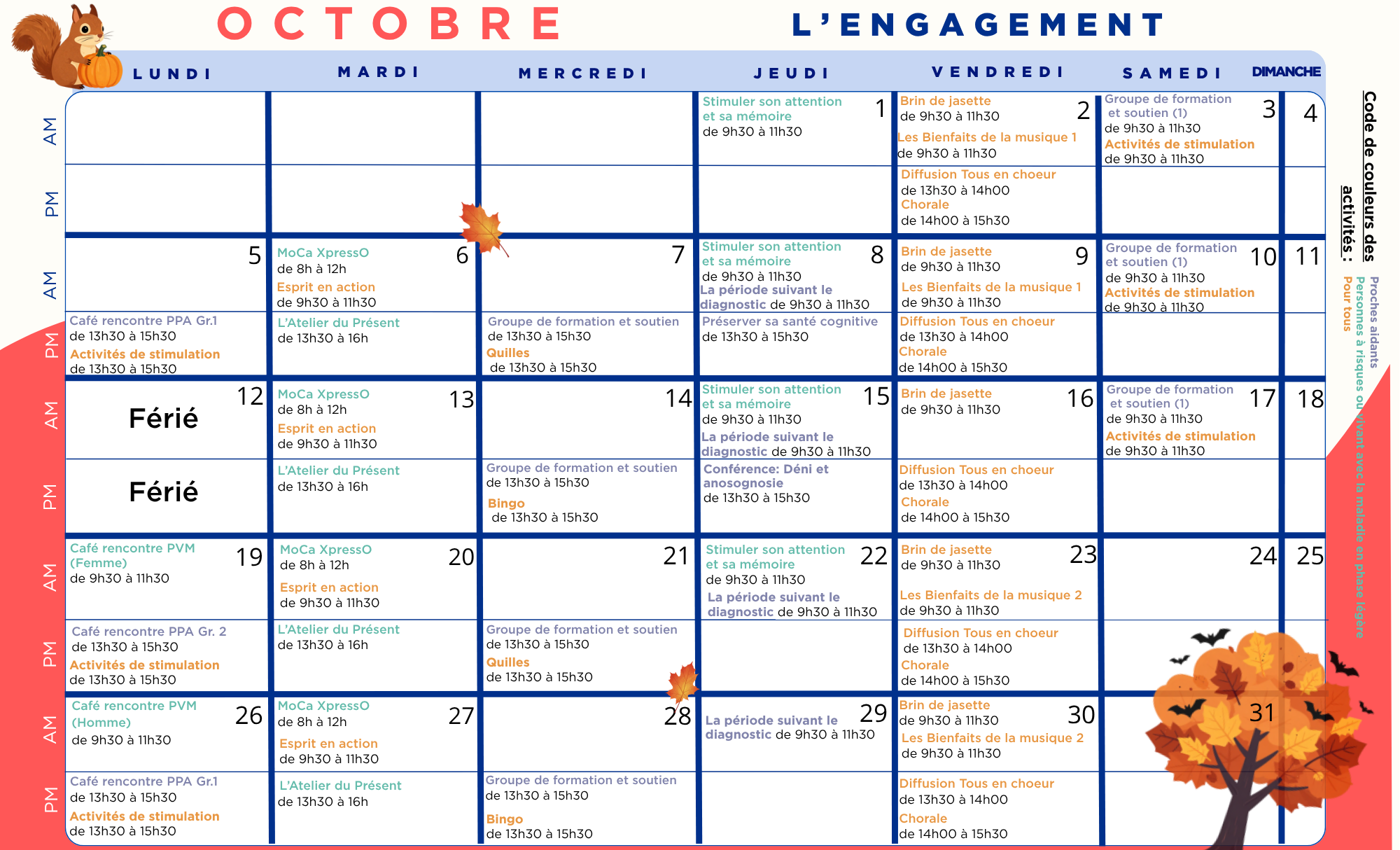 Calendrier d'Octobre 2026