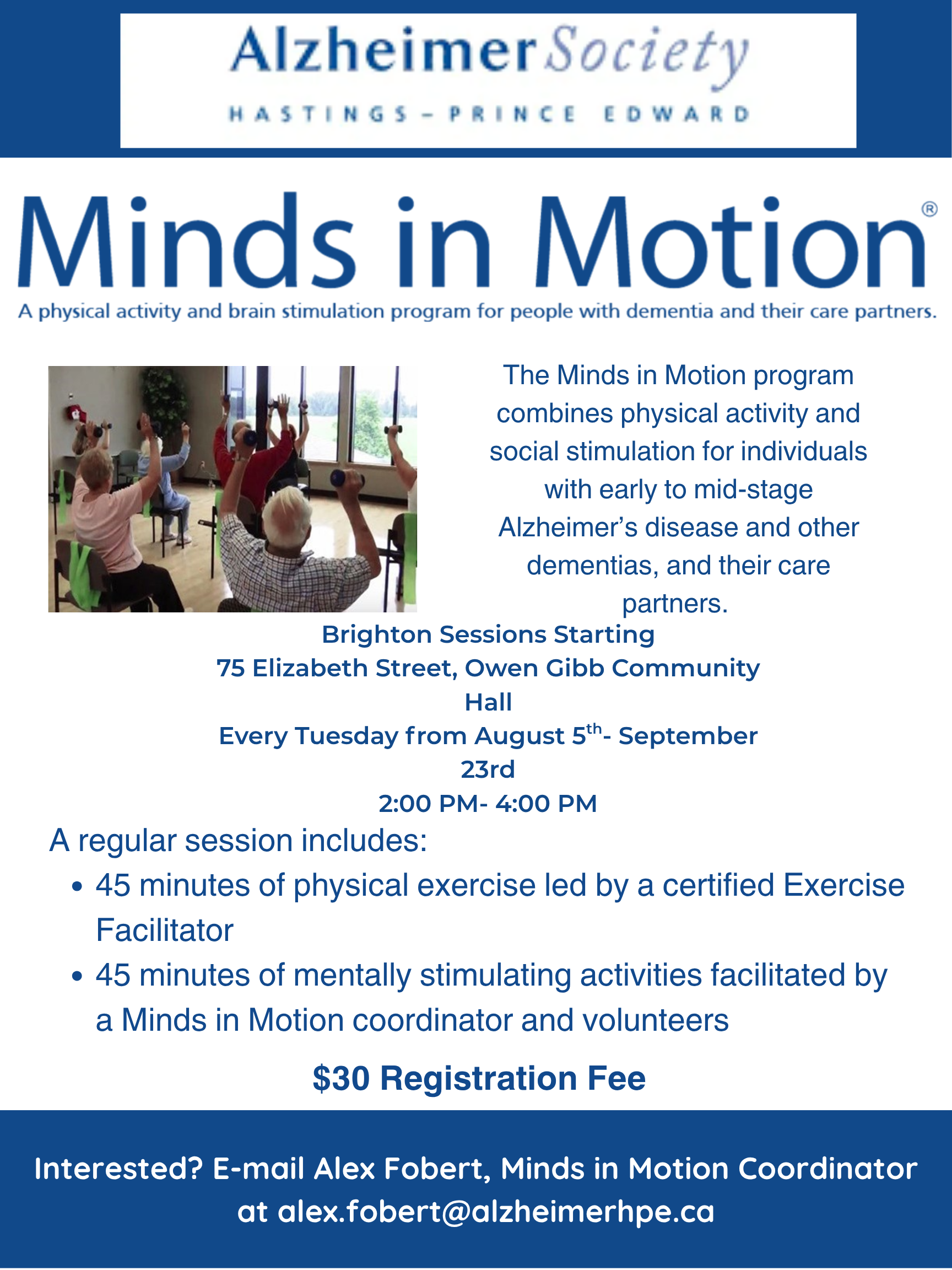 Beginning August 5th we will be hosting Minds in Motions Activity Sessions at the Owen Gibb Hall in Brighton. Call us at 6139620892 for more information.