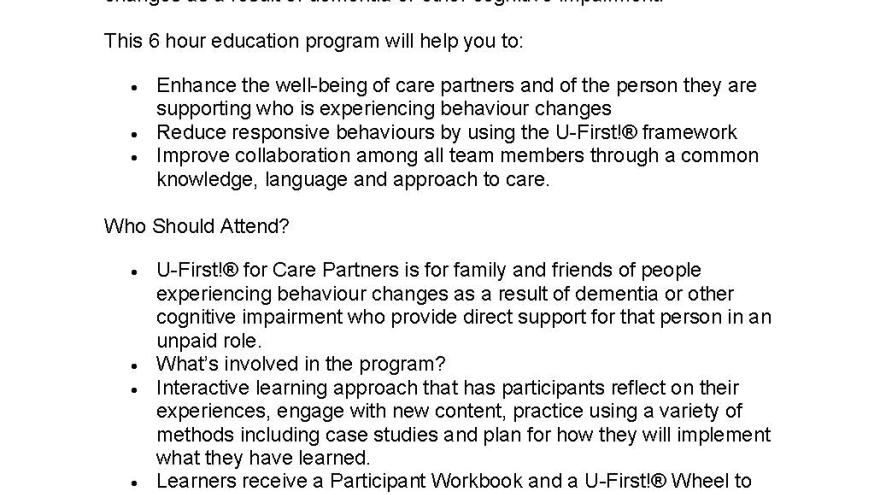 U-First For Care Partners