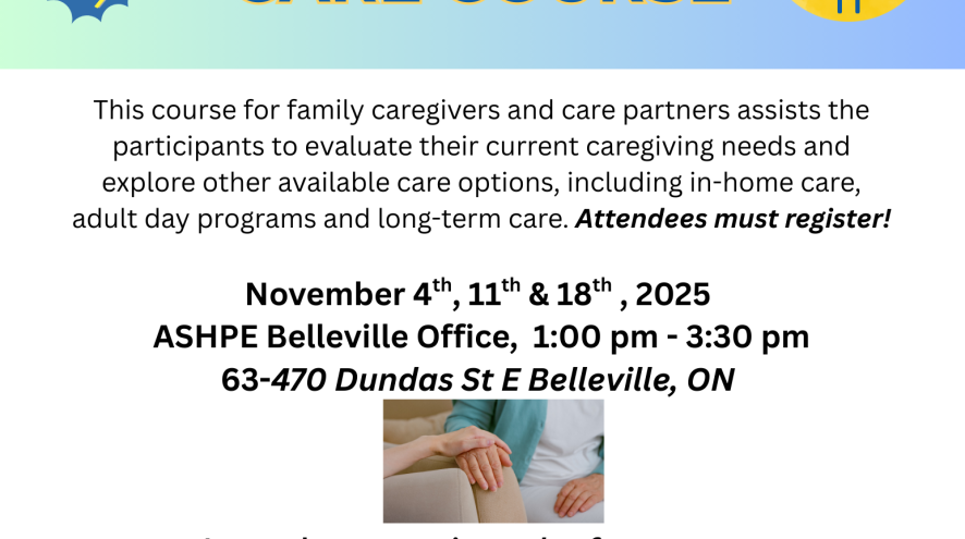 Options for Care Course November 4th, 11th, & 18th 2025 in belleville from 1 - 3:30