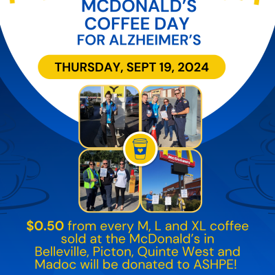 Thurs sept 19, McDonald's Coffee Day for Alzheimer's