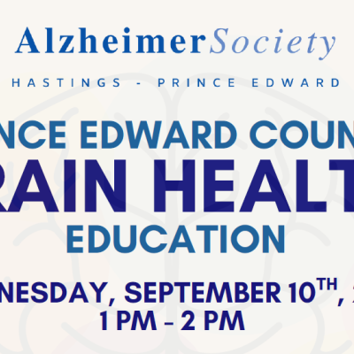 brain health education September 10th, 1 pm - 2 pm at Picton Library (208 Main St Picton)