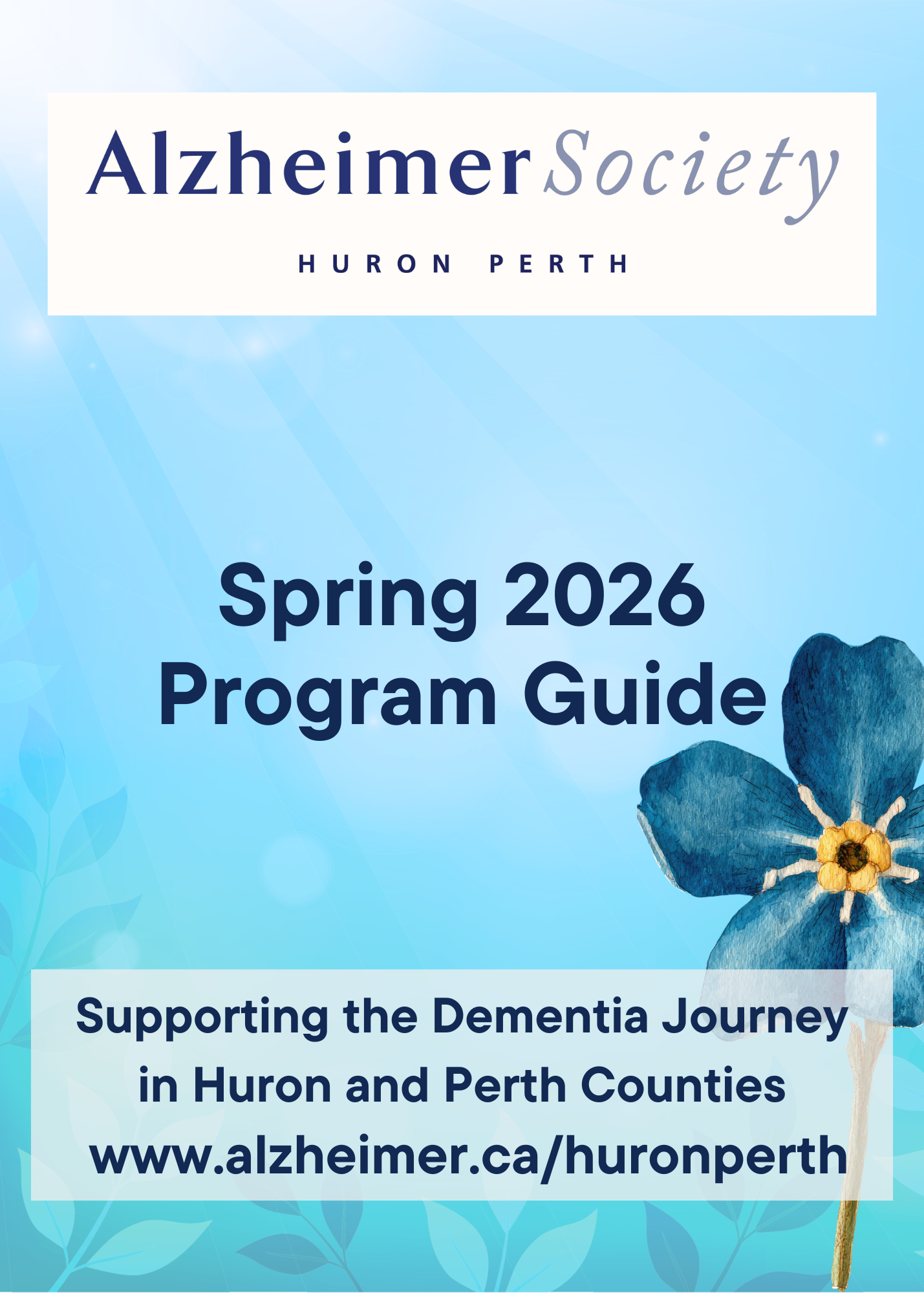 ASHP Spring Program Guide Cover with blue flower image on a blue background