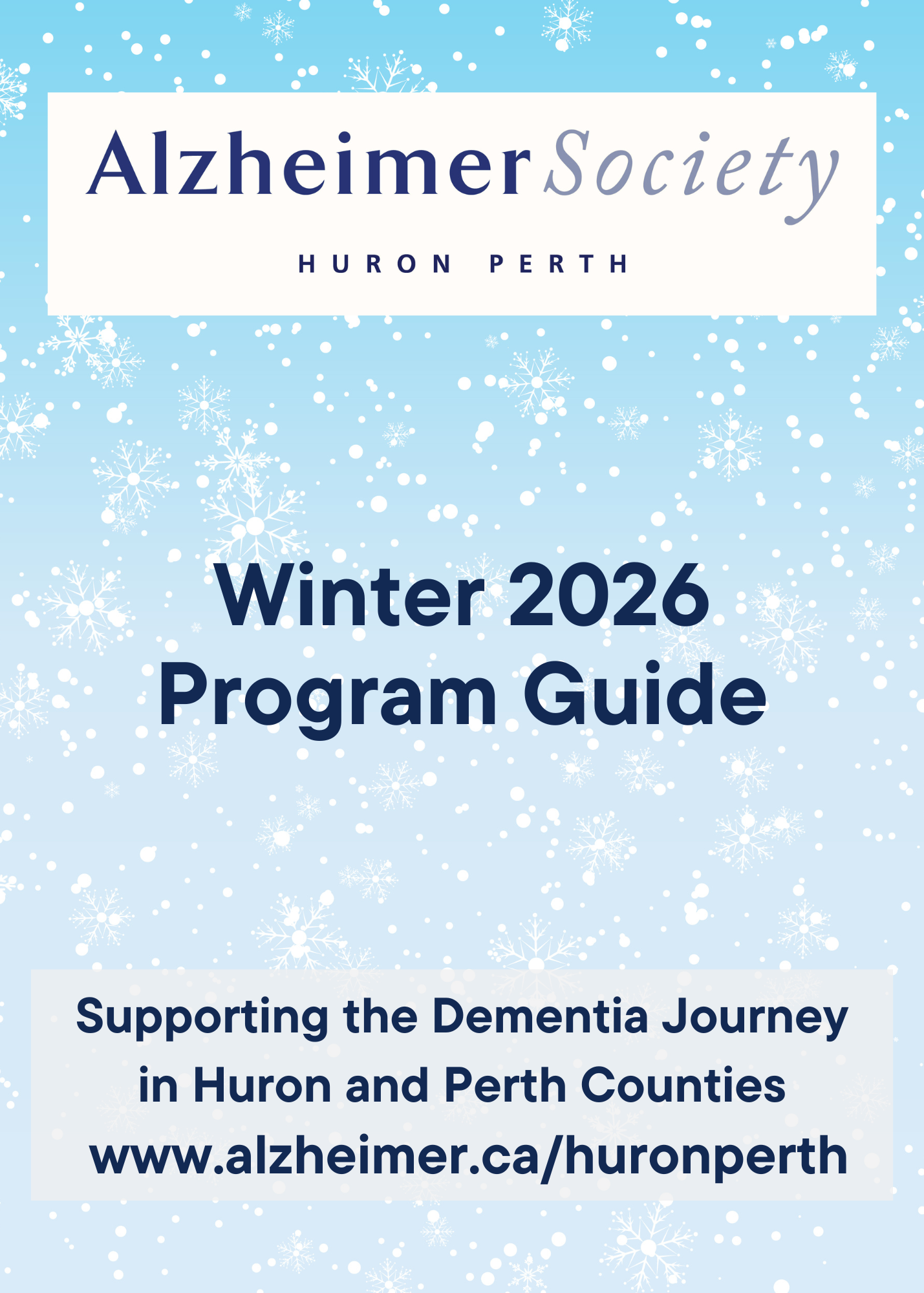 ASHP Winter Program Guide 2026 Cover with blue background and white snowflakes