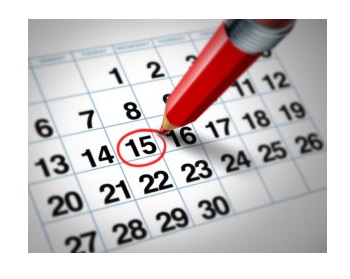 Calendar with 15 circled.