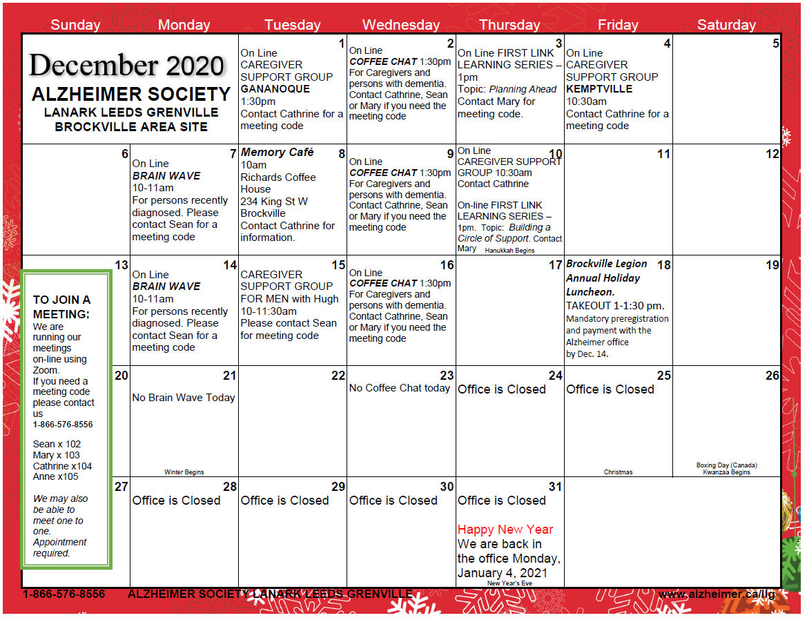 Brockville Calendar December 2020