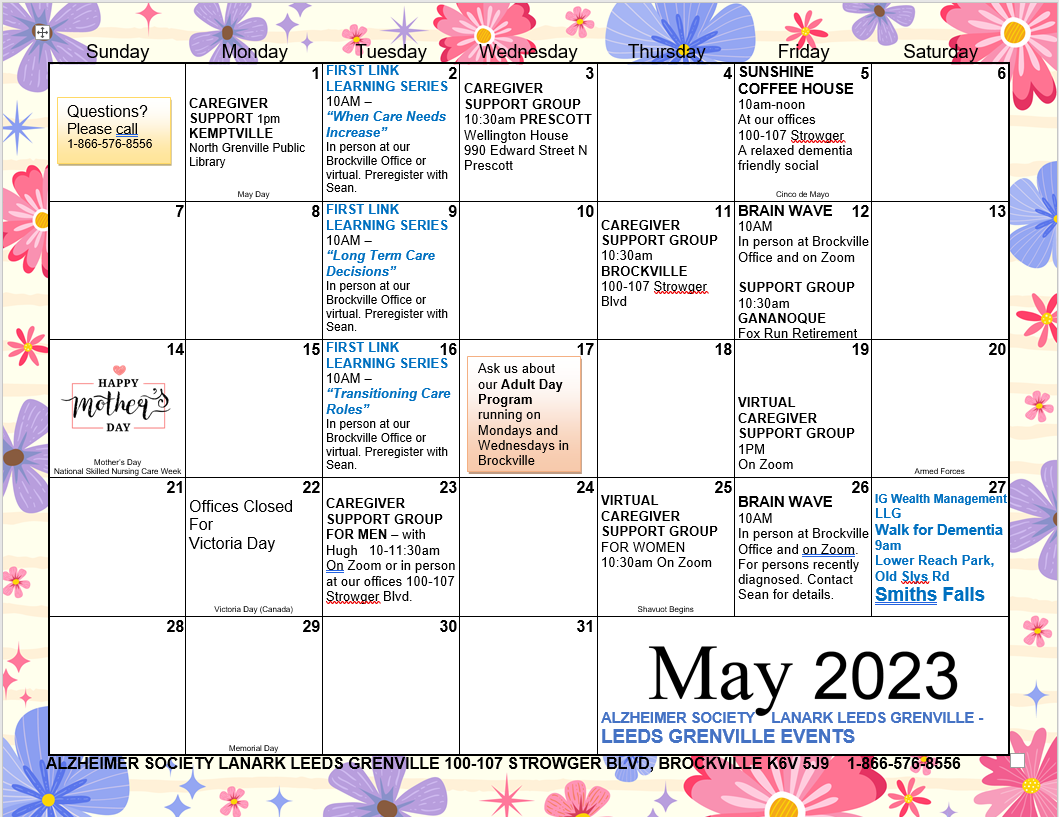 May 2023 Activity Calendar