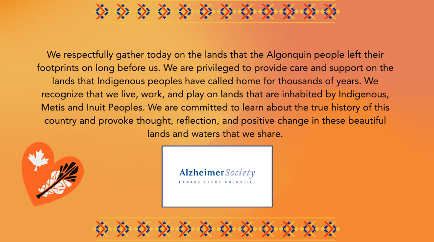 We respectfully gather today on the lands that the Algonquin people left their footprints on long before us. We are privileged to provide care and support on the lands that Indigenous peoples have called home for thousands of years. We recognize that we live, work, and play on lands that are inhabited by Indigenous, Métis and Inuit Peoples. We are committed to learn about the true history of this country and provoke thought, reflection, and positive change in these beautiful lands and waters that we share.