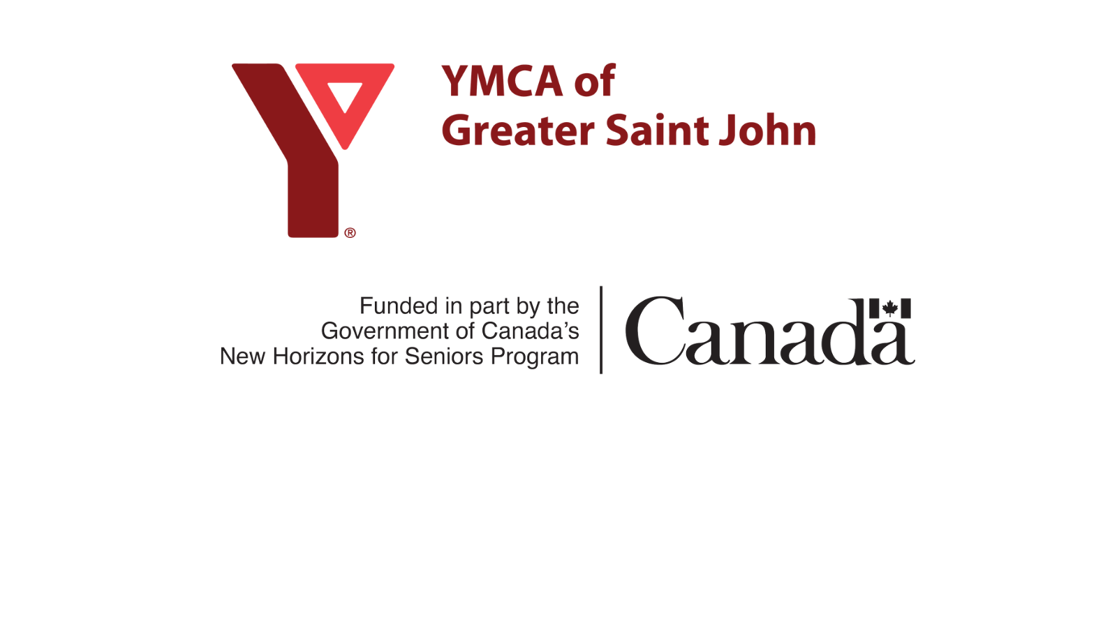 Minds in Motion Funder logos: YMCA of Greater Saint John and the Government of Canada's New Horizons for Seniors Program
