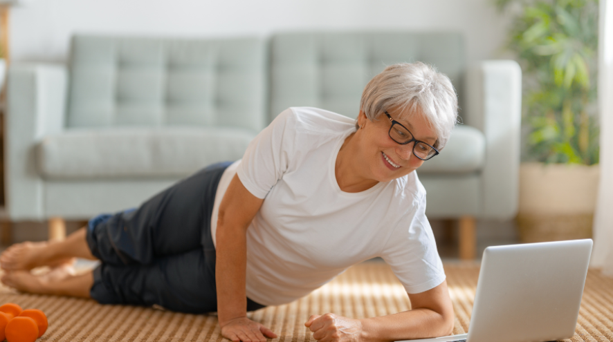 Woman doing online exercises