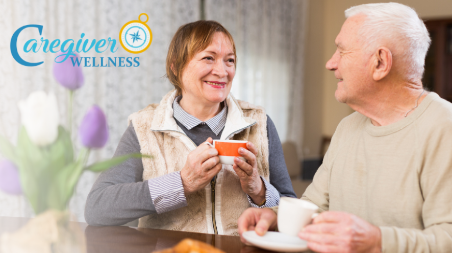 Seniors sharing coffee