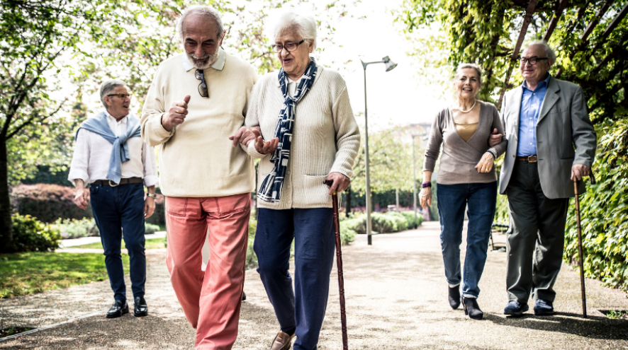 Seniors Walking down a path