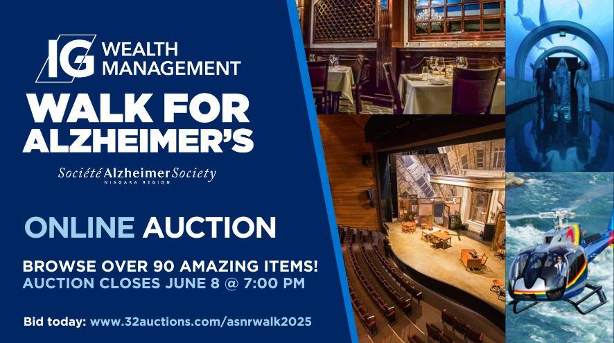 IG Wealth Management Walk for Alzheimer's Online Auction. Ends June 8, 2025