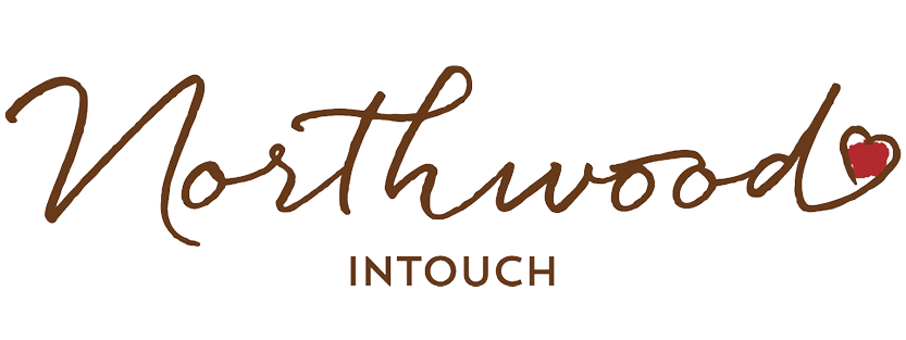 Northwood Intouch Logo written in brown cursive with a small red heart on the right end