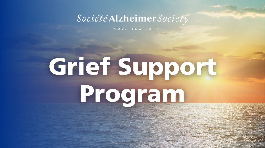 Grief support program reads over a sunset over the ocean