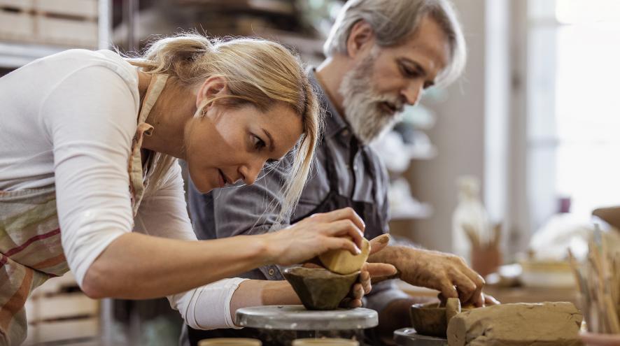 Two- people in pottery class