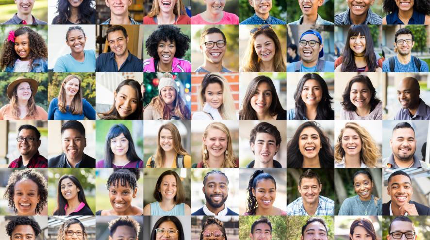 Collection of portraits of young people of all ages