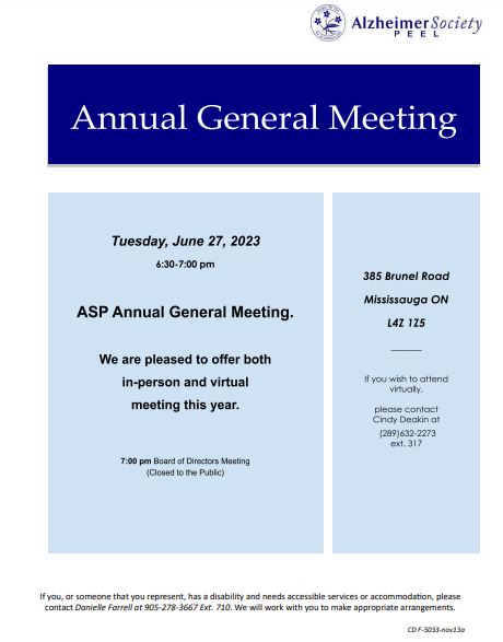 Flyer for our Annual General Meeting, taking place Tues Jun 27.