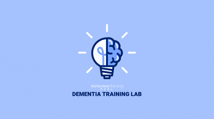 The Dementia Training Lab logo: a blue lightbulb intersected with a blue brain.