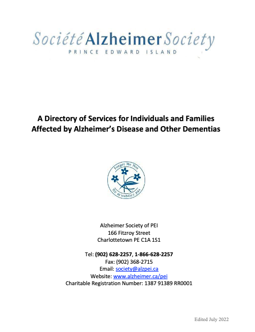 Resource Directory for Alzheimer's and other dementias, PEI