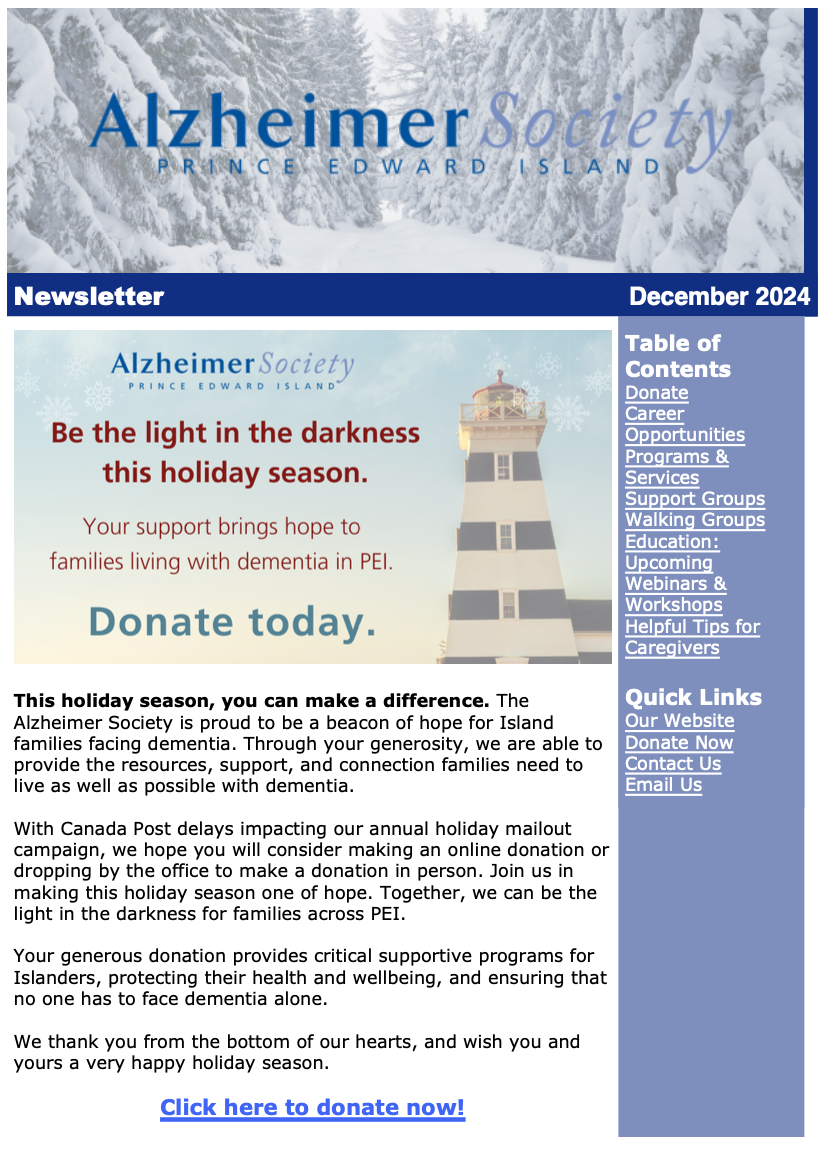 Front page of newsletter