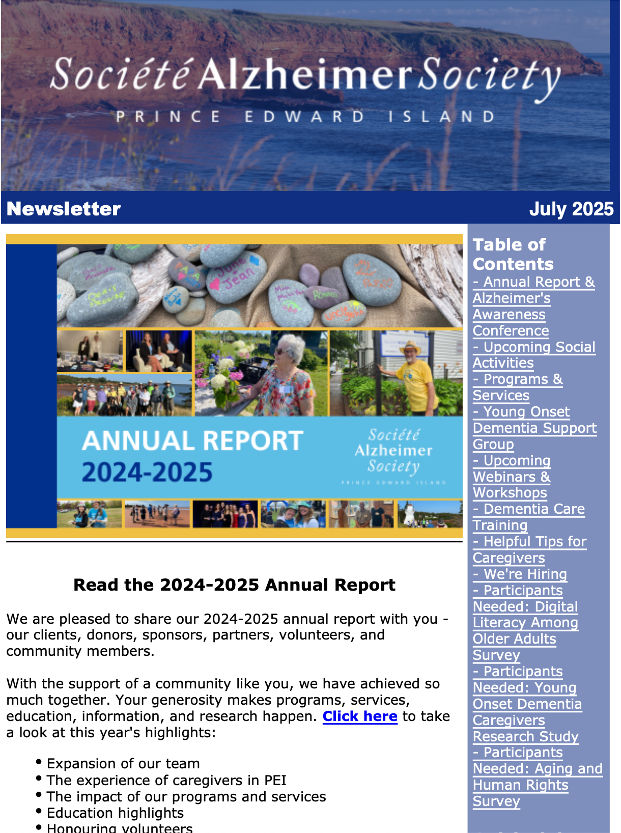 July 2025 Newsletter cover page