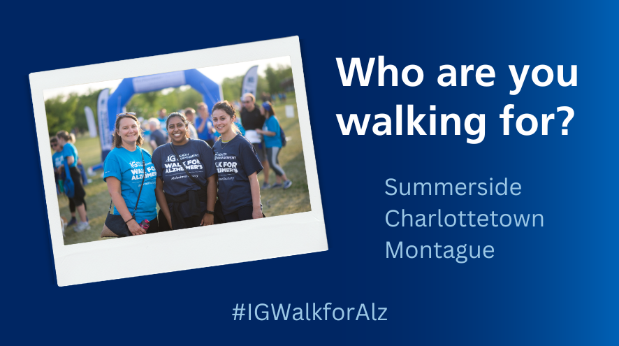Who are you walking for? Photo of people at the Walk for Alzheimers