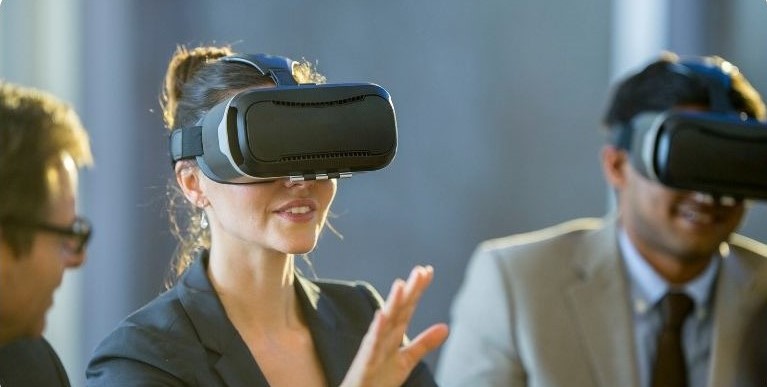 Staff wearing Virtual Reality headsets