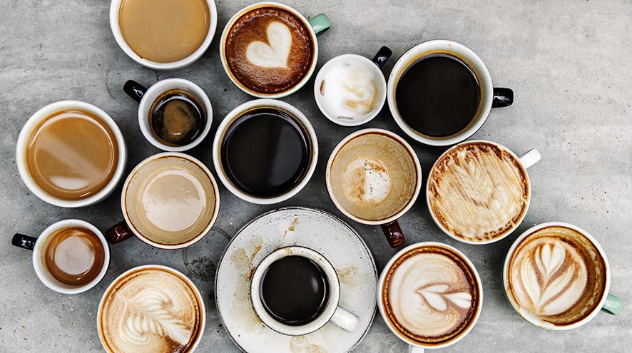 Photo of a variety of mugs full of coffee