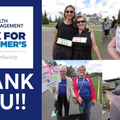 IG Wealth Management Walk for Alzheimer's Thank you. Four pictures of people at the Walk event.