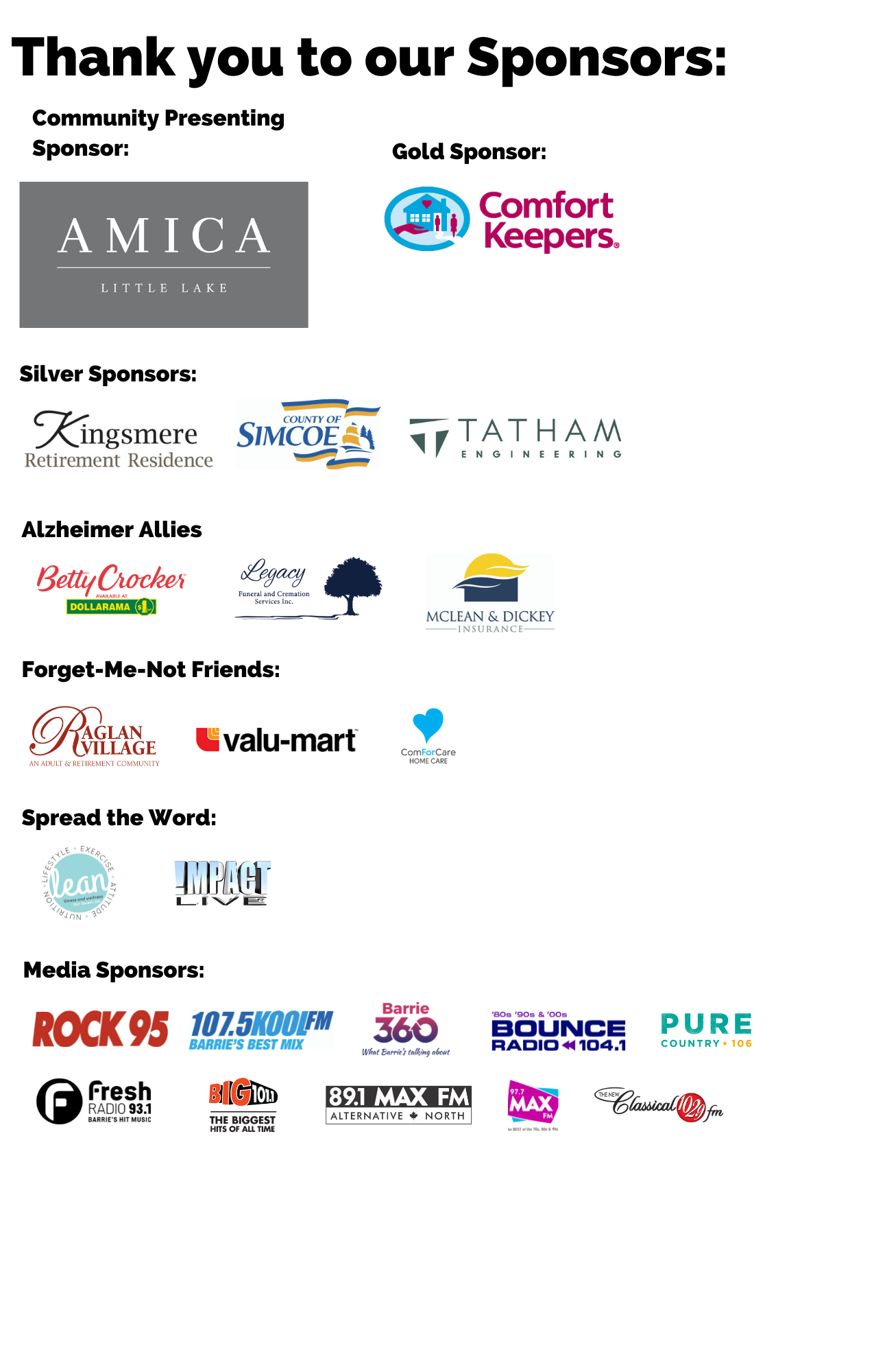 Thank you to our Sponsors