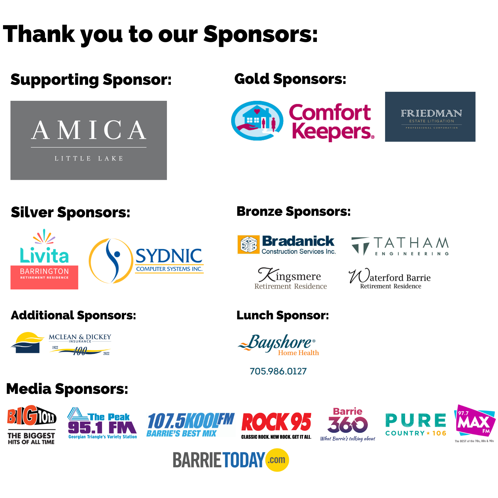 Thank you to our Sponsors