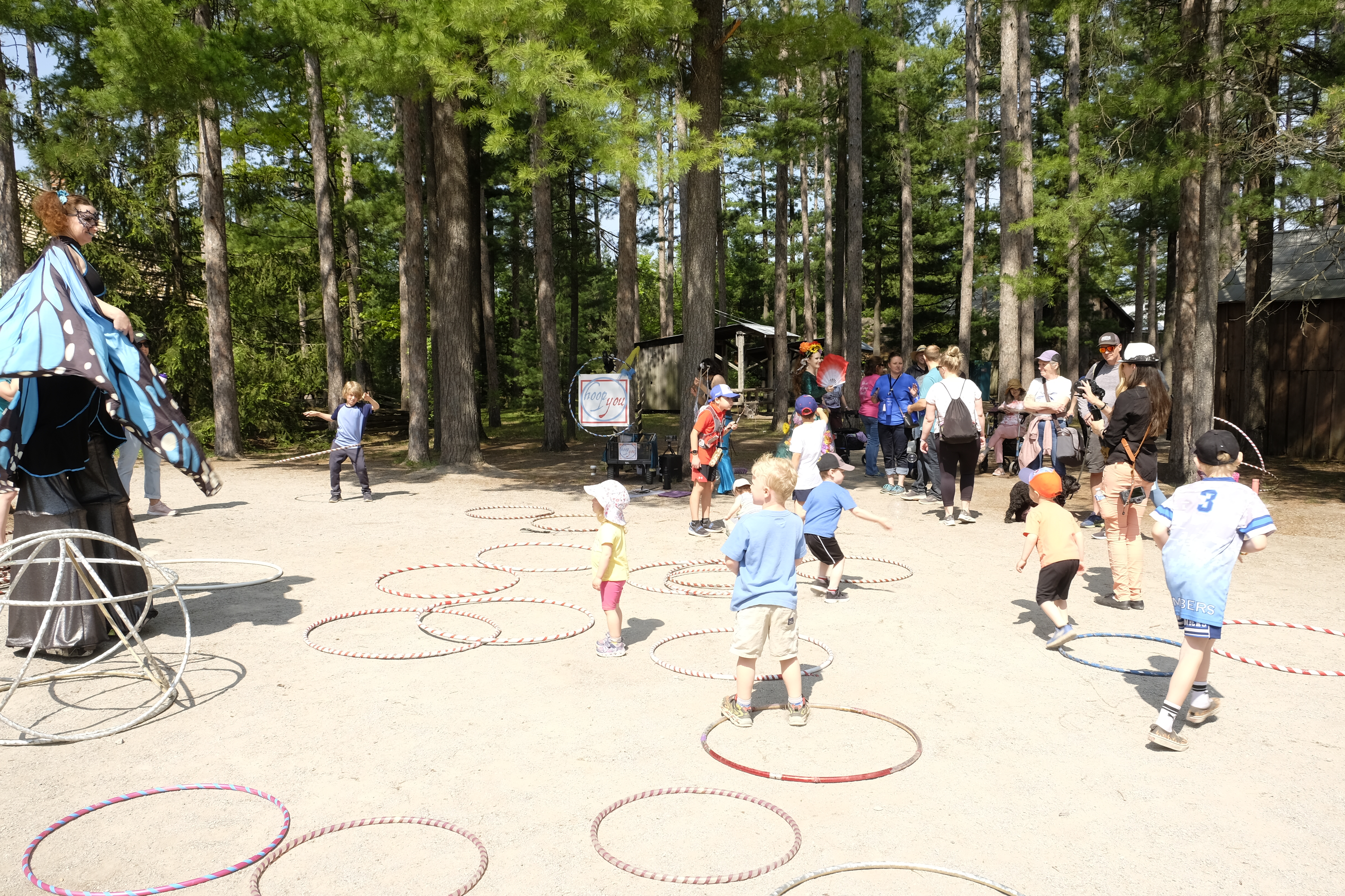 Children playing with hula hoops